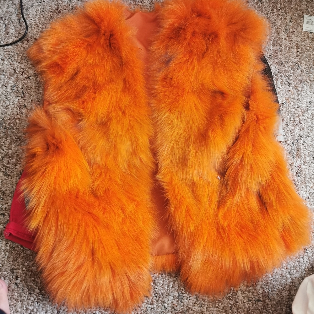 100% Genuine fox fur vest /fur jacket/ fur scarf/ cape/orange fur collar